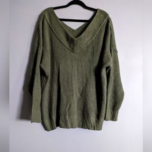 V-Neck Olive Green Sweater
